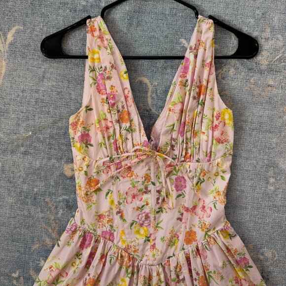 House of CB “Amara” Floral Midi Dress Pink Garden Print XS - Picture 2 of 5